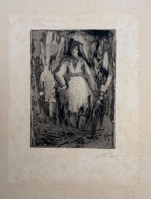a black and white drawing of a woman sitting on a horse