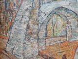 an image of a painting of a bridge over a body of water