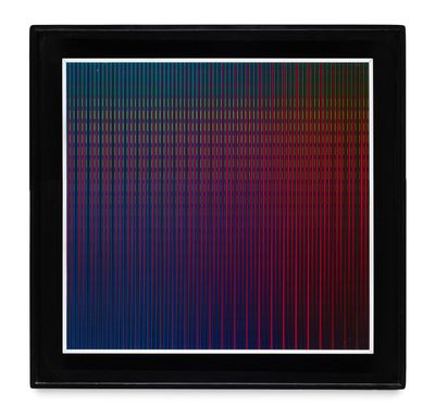 a black frame with a rainbow colored pattern on it