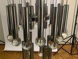 a chandelier made out of glass and metal