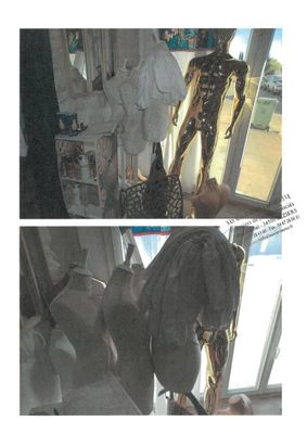 two pictures of mannequins in a shop window