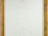 an image of a drawing of a nude woman in a gold frame