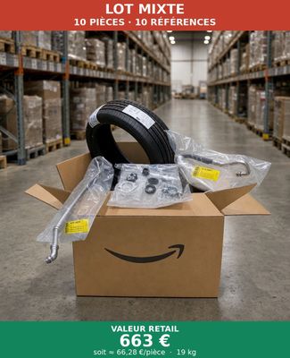 an amazon box with a pair of headphones in it in a warehouse