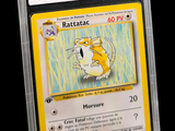 a close up of a pokemon card in a plastic case