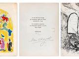 two books with drawings on them and one with a picture of a man