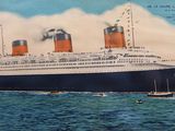 a picture of a picture of a large ship in the water