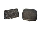 paire de étuis à cigarettes anciens en argent, ornés d'un motif floral