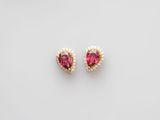 a pair of pink tourmaline and diamond earrings