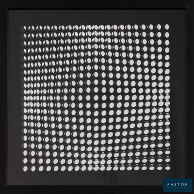 a black and white photo of a square pattern made of circles