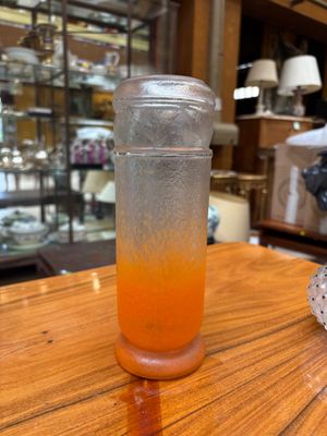 Moser Millot, Paris - Vase rouleau en verre dégradé orange - H: 24 cm  - Photo 1