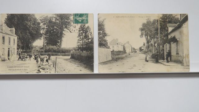 Forgevieille : Lot de 2cpa : Hôtel et Avenue de la Gare (tachée a...