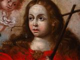 an image of a painting of a child holding a stick