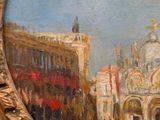 painting of a painting of a street scene with a horse and carriage