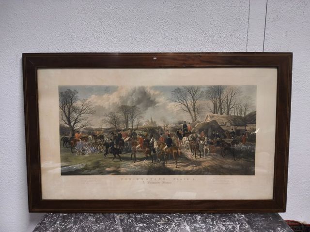 Importante gravure anglaise encadré sous verre. 73 x 128 cm. Cadr...