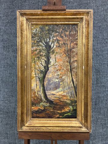 Gaston THIERY « En automne dans les bois de Puy Guillon ». Huile ...