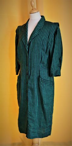 UNGARO Sola Donna Paris – Robe longue verte à rayures noirs, ferm...