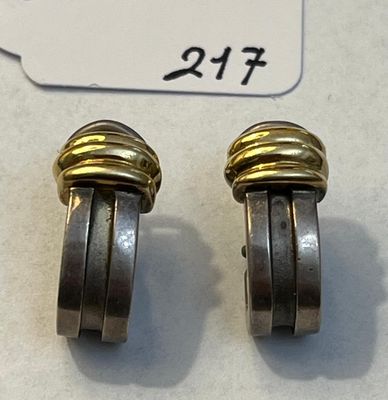 Paire de boucles d'oreilles en or et argent, signées - TIFFA…