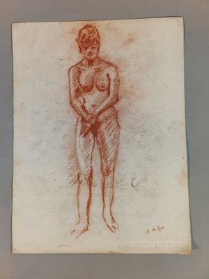 une image représentant le dessin d'une femme debout, les mains dans les poches