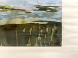 a picture of a watercolor painting of a boat on the water