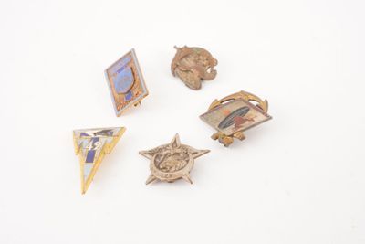 Plusieurs types de broches sont disposés sur une surface blanche