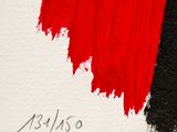 an image of a painting of a red and black heart on a piece of paper