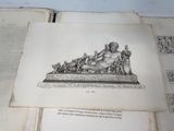 an old book with a drawing of a man laying on a bench