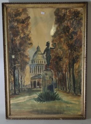 R. Lacroix "le Parc", gouache et aquarelle signé en bas à dr…