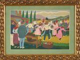 an image of a painting of a group of people dancing in a field