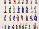 une photo représentant une collection de petits soldats sur fond blanc