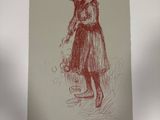 dessin représentant une femme tenant un seau d'eau à la main