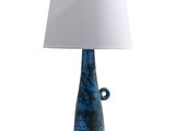 an image of a blue lamp with a white shade on it
