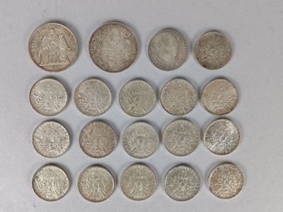 FRANCE. Lot de 16 pièces de 5 francs Semeuse, 1 pièce de 100…