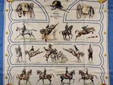 a picture of a scarf with horses and jockeys on it