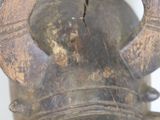 a close up of a helmet with horns on it