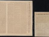 two pages of old paper with writing on them on a black surface