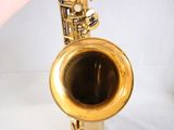 a person holding a gold saxophone in their hand