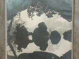 une photo en noir et blanc d'une vache dans un champ