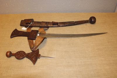 Belle épée de combat tribale africaine avec couteau caché, P…