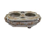 an image of a white and gold plate with two bowls