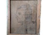 painting of a man with a beard in a wooden frame on a white background