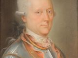 portrait of a man in armor with a white hair and a red scarf