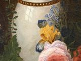 a painting of a vase with flowers on a table