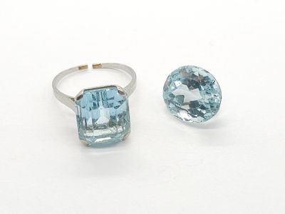 pair of aquamarinee and diamond rings