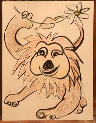 Gil MARCHAL "Paresseux caricature" Feutre et crayons de coul… - Photo 1