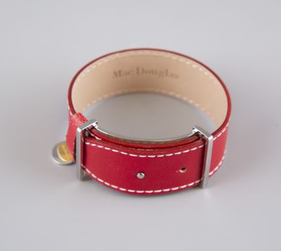 red leather watch strap with silver buckle