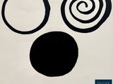 a black and white drawing of a face with circles on it