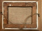 an old picture frame with a rope hanging from it ' s side