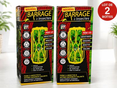 two boxes of barrage and insect bites sitting on top of a table