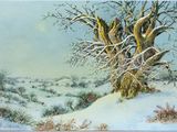 an image of a painting of a tree in the snow