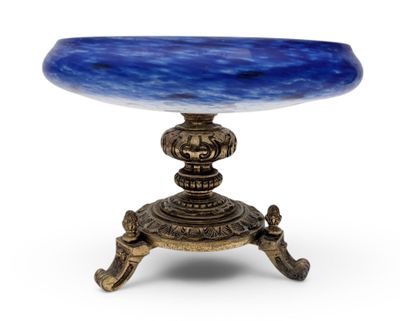 a close up of a table with a blue marble top